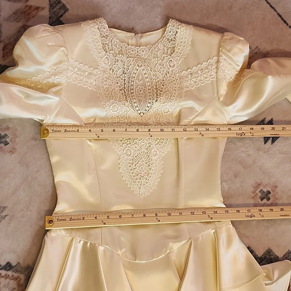 Vintage Jessica McClintock Cream Satin/Silk Wedding Formal Dress Size Small - Picture 13 of 17